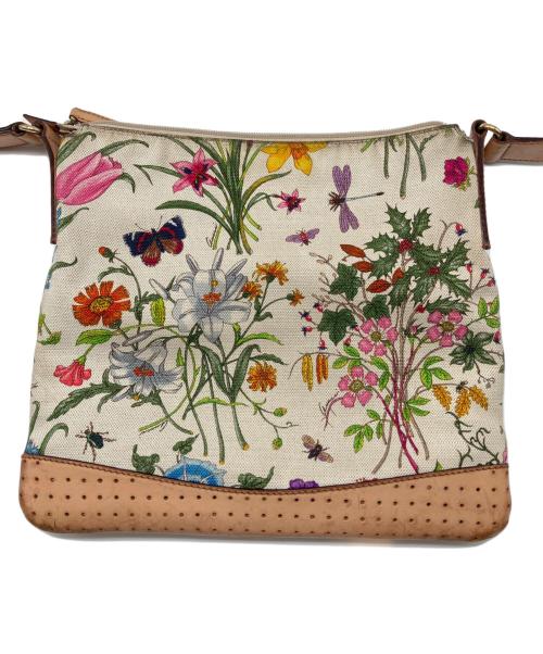 GUCCI（グッチ）GUCCI (グッチ) ショルダーバッグ　フローラ アイボリー×ベージュの古着・服飾アイテム