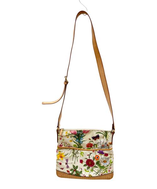 GUCCI（グッチ）GUCCI (グッチ) ショルダーバッグ　フローラ アイボリー×ベージュの古着・服飾アイテム