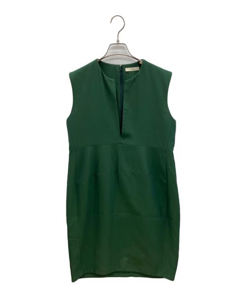 CELINE（セリーヌ）CELINE (セリーヌ) ノースリーブワンピース　フィービー･ファイロ期 グリーン サイズ:40の古着・服飾アイテム