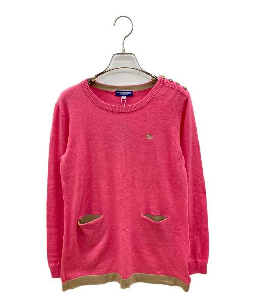 BURBERRY BLUE LABEL（バーバリー ブルー レーベル）BURBERRY BLUE LABEL (バーバリー ブルー レーベル) 薄手ニット ピンク×ベージュ サイズ:38の古着・服飾アイテム