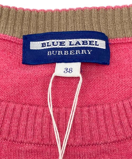 BURBERRY BLUE LABEL（バーバリー ブルー レーベル）BURBERRY BLUE LABEL (バーバリー ブルー レーベル) 薄手ニット ピンク×ベージュ サイズ:38の古着・服飾アイテム