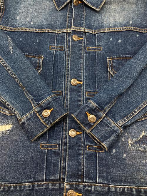 1PIU1UGUALE3 RELAX（ウノピゥウノウグァーレトレ リラックス）1PIU1UGUALE3 RELAX (ウノピゥウノウグァーレトレ リラックス) ダメージデニムジャケット インディゴ サイズ:Ｍの古着・服飾アイテム