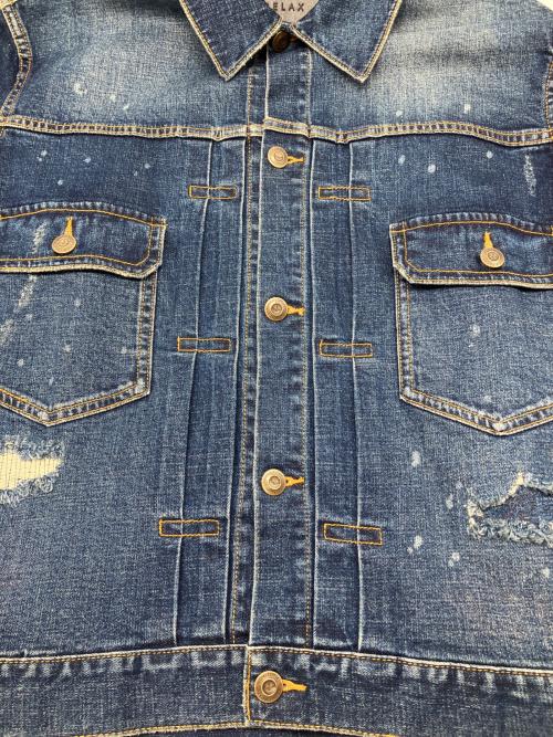 1PIU1UGUALE3 RELAX（ウノピゥウノウグァーレトレ リラックス）1PIU1UGUALE3 RELAX (ウノピゥウノウグァーレトレ リラックス) ダメージデニムジャケット インディゴ サイズ:Ｍの古着・服飾アイテム