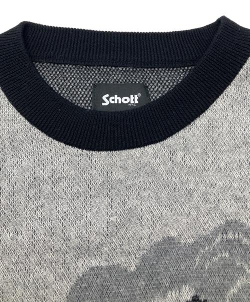 Schott（ショット）Schott (ショット) 厚手ニット グレー×ブラック サイズ:XLの古着・服飾アイテム