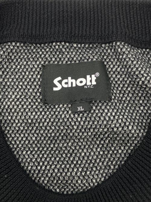 Schott（ショット）Schott (ショット) 厚手ニット グレー×ブラック サイズ:XLの古着・服飾アイテム