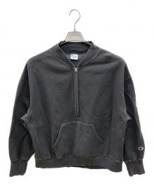 Champion（チャンピオン）の古着「ハーフジップスウェット　ハーフジップリバースウィーブ」｜グレー