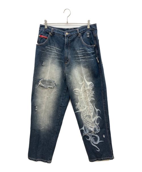 DOG TOWN（ドッグ タウン）DOG TOWN (ドッグ タウン) ダメージ加工デニムパンツ　黒龍 インディゴ サイズ:Lの古着・服飾アイテム