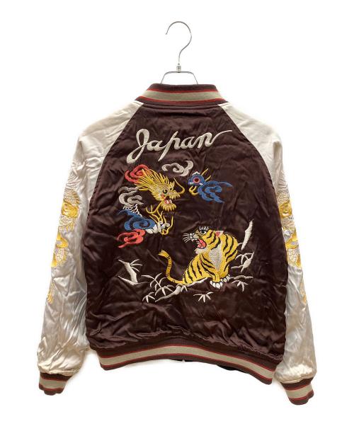 HOUSTON（ヒューストン）HOUSTON (ヒューストン) ベロアスカジャン　JAPAN ブラウン×ブラック サイズ:Ｍの古着・服飾アイテム