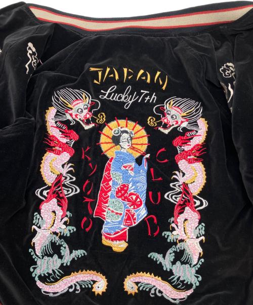 HOUSTON（ヒューストン）HOUSTON (ヒューストン) ベロアスカジャン　JAPAN ブラウン×ブラック サイズ:Ｍの古着・服飾アイテム