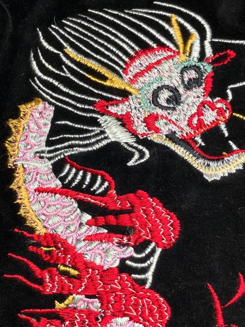 HOUSTON（ヒューストン）HOUSTON (ヒューストン) ベロアスカジャン　JAPAN ブラウン×ブラック サイズ:Ｍの古着・服飾アイテム