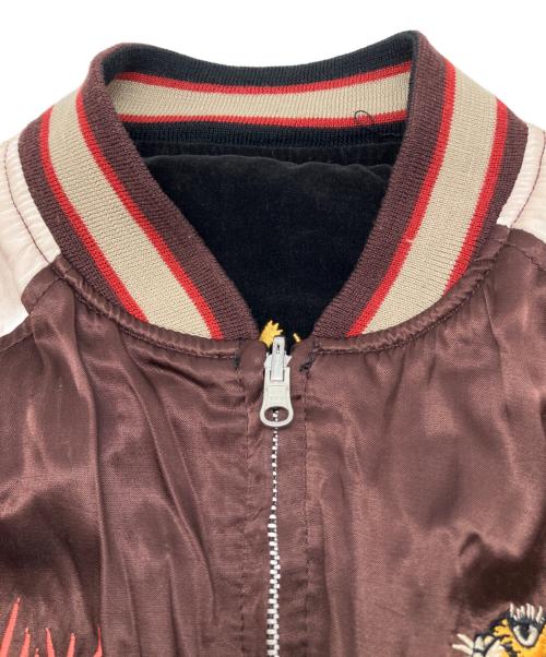 HOUSTON（ヒューストン）HOUSTON (ヒューストン) ベロアスカジャン　JAPAN ブラウン×ブラック サイズ:Ｍの古着・服飾アイテム