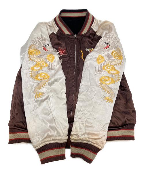 HOUSTON（ヒューストン）HOUSTON (ヒューストン) ベロアスカジャン　JAPAN ブラウン×ブラック サイズ:Ｍの古着・服飾アイテム