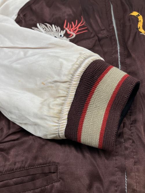 HOUSTON（ヒューストン）HOUSTON (ヒューストン) ベロアスカジャン　JAPAN ブラウン×ブラック サイズ:Ｍの古着・服飾アイテム