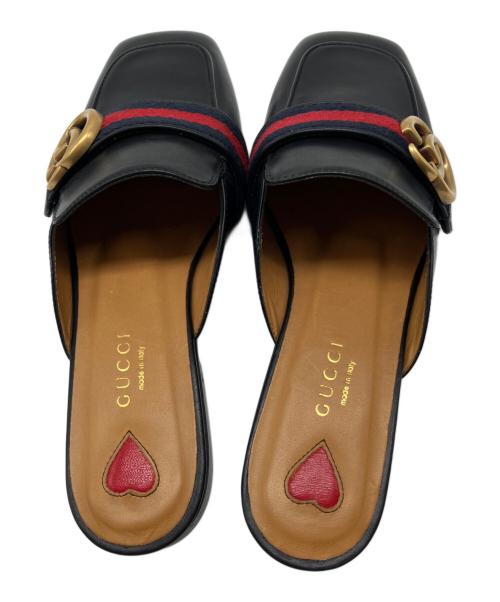 GUCCI（グッチ）GUCCI (グッチ) シェリーライン　	ダブルG ミュールサンダル ブラック サイズ:36の古着・服飾アイテム