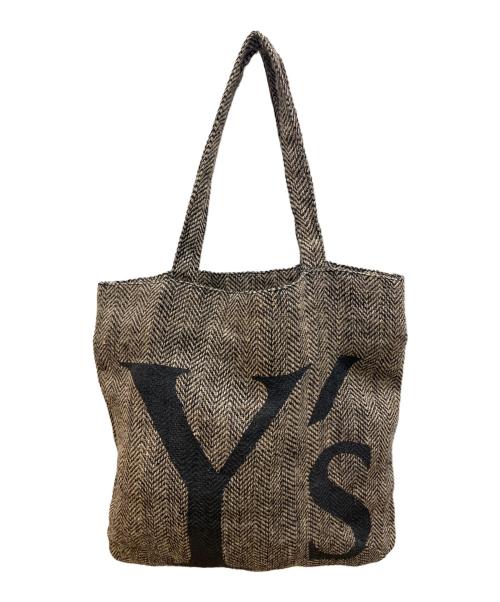 Y's（ワイズ）Y's (ワイズ) ジュートビッグロゴトートバッグ モカ×ブラックの古着・服飾アイテム