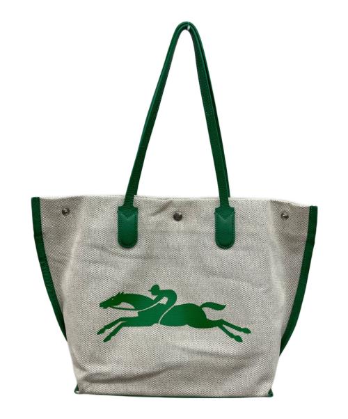 LONGCHAMP（ロンシャン）LONGCHAMP (ロンシャン) トートバッグ アイボリー×グリーンの古着・服飾アイテム