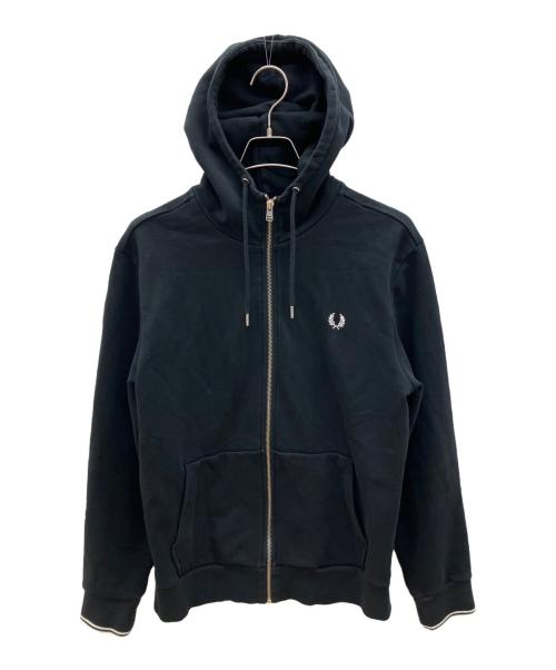 FRED PERRY（フレッドペリー）FRED PERRY (フレッドペリー) Hooded Zip Through Sweatshirt　デザイナーズインポート　 ブラック サイズ:Lの古着・服飾アイテム