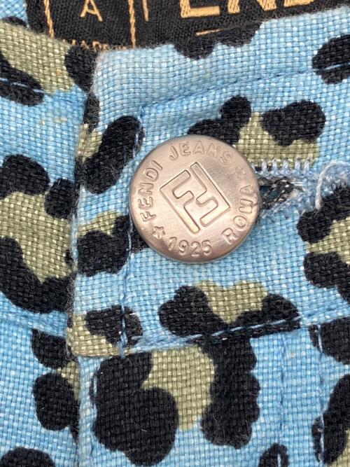 FENDI（フェンディ）FENDI (フェンディ) 総柄パンツ スカイブルー×イエロー サイズ:26Inchの古着・服飾アイテム