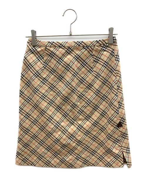 BURBERRY BLUE LABEL（バーバリー ブルー レーベル）BURBERRY BLUE LABEL (バーバリー ブルー レーベル) ノバチェックスカート　デザイナーズインポート ベージュ サイズ:38の古着・服飾アイテム