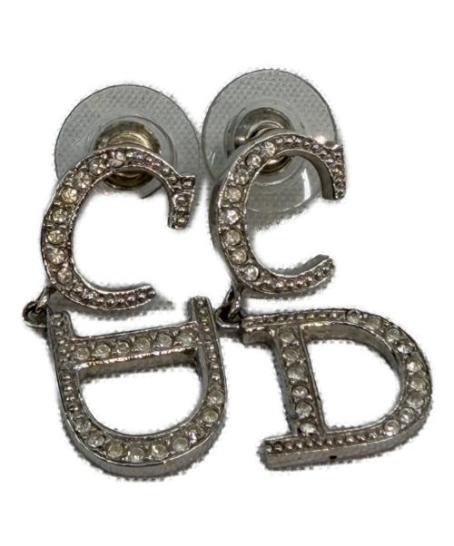 Christian Dior（クリスチャン ディオール）Christian Dior (クリスチャン ディオール) CDロゴラインストーンピアス シルバーカラーの古着・服飾アイテム