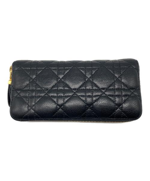 Christian Dior（クリスチャン ディオール）Christian Dior (クリスチャン ディオール) ラウンドファスナー財布 カナージュ ブラックの古着・服飾アイテム