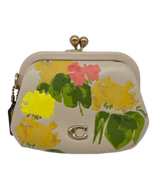 COACH（コーチ）COACH (コーチ) キスロック コイン パース・フローラル プリントがま口財布 ベージュの古着・服飾アイテム