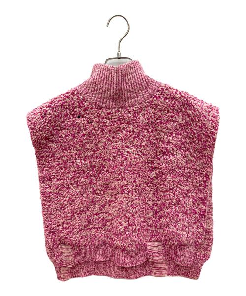 Ameri（アメリ）Ameri (アメリ) ニットベスト　シャツ付き ショッキングピンク×ホワイト サイズ:Ｆの古着・服飾アイテム