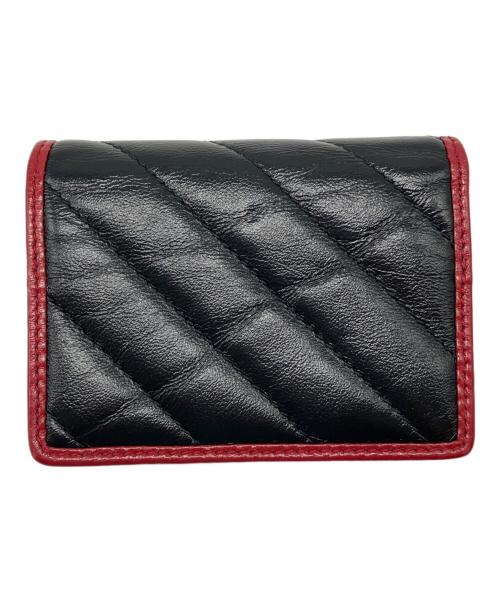 GUCCI（グッチ）GUCCI (グッチ) 2つ折り財布 GGマーモント GG ブラック×レッドの古着・服飾アイテム