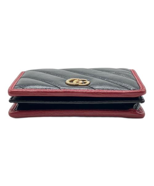 GUCCI（グッチ）GUCCI (グッチ) 2つ折り財布 GGマーモント GG ブラック×レッドの古着・服飾アイテム