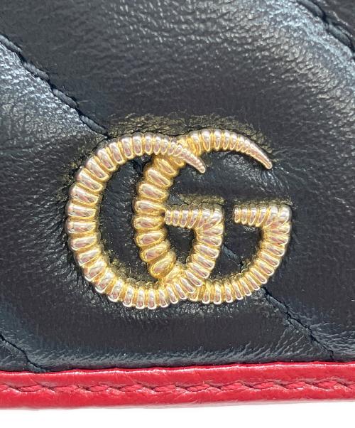 GUCCI（グッチ）GUCCI (グッチ) 2つ折り財布 GGマーモント GG ブラック×レッドの古着・服飾アイテム