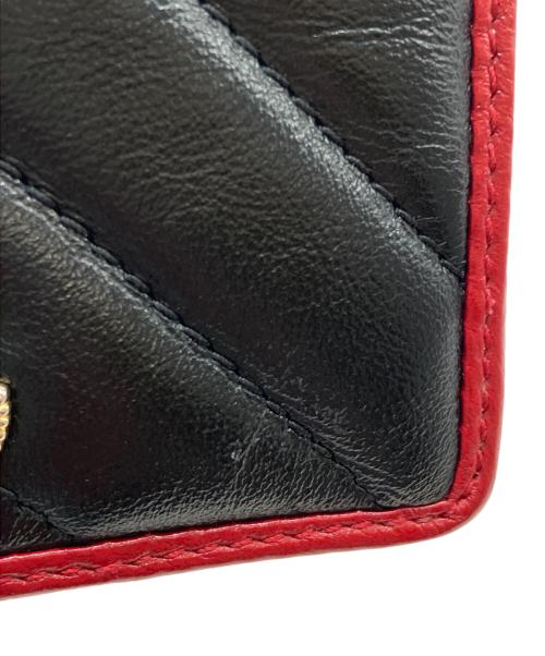 GUCCI（グッチ）GUCCI (グッチ) 2つ折り財布 GGマーモント GG ブラック×レッドの古着・服飾アイテム