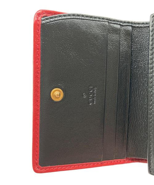 GUCCI（グッチ）GUCCI (グッチ) 2つ折り財布 GGマーモント GG ブラック×レッドの古着・服飾アイテム