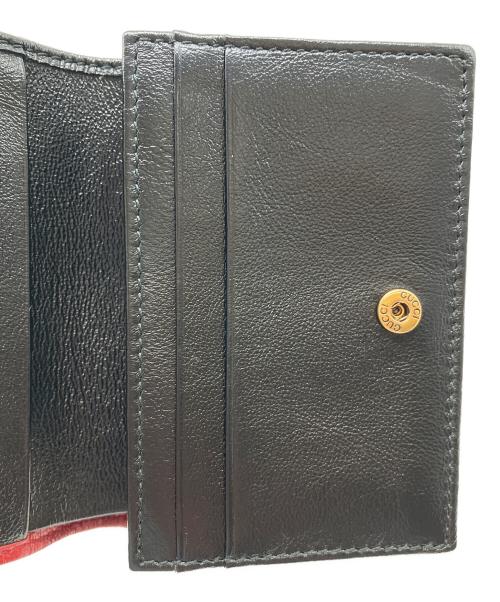 GUCCI（グッチ）GUCCI (グッチ) 2つ折り財布 GGマーモント GG ブラック×レッドの古着・服飾アイテム