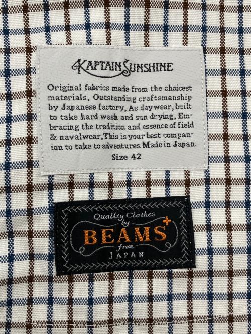 KAPTAIN SUNSHINE（キャプテンサンシャイン）KAPTAIN SUNSHINE (キャプテンサンシャイン) BEAMS PLUS (ビームスプラス) シャツ ホワイト×ブラウン×ネイビー サイズ:42/XLの古着・服飾アイテム