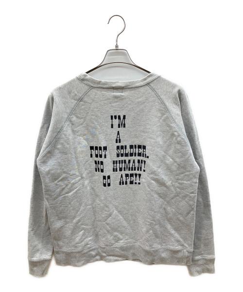 A BATHING APE（アベイシングエイプ）A BATHING APE (アベイシングエイプ) 90sラグランスウェット　APE SHALL NEVER KILL APE　初期タグ　古着 グレー サイズ:Ｍの古着・服飾アイテム