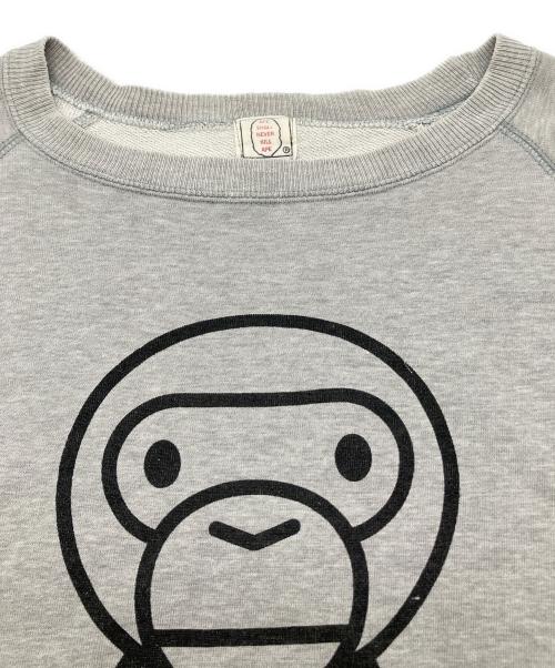 A BATHING APE（アベイシングエイプ）A BATHING APE (アベイシングエイプ) 90sラグランスウェット　APE SHALL NEVER KILL APE　初期タグ　古着 グレー サイズ:Ｍの古着・服飾アイテム
