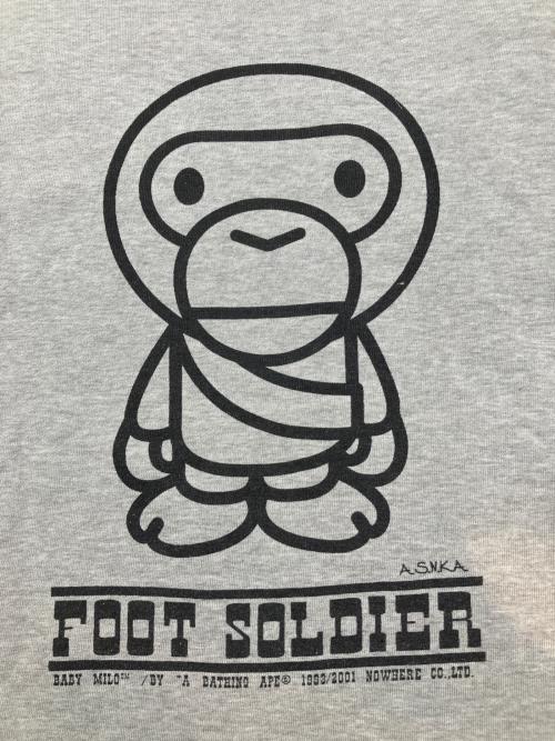 A BATHING APE（アベイシングエイプ）A BATHING APE (アベイシングエイプ) 90sラグランスウェット　APE SHALL NEVER KILL APE　初期タグ　古着 グレー サイズ:Ｍの古着・服飾アイテム