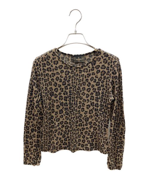 FENDI（フェンディ）FENDI (フェンディ) 薄手ニット　レオパード柄 ブラウン×ブラック サイズ:44の古着・服飾アイテム