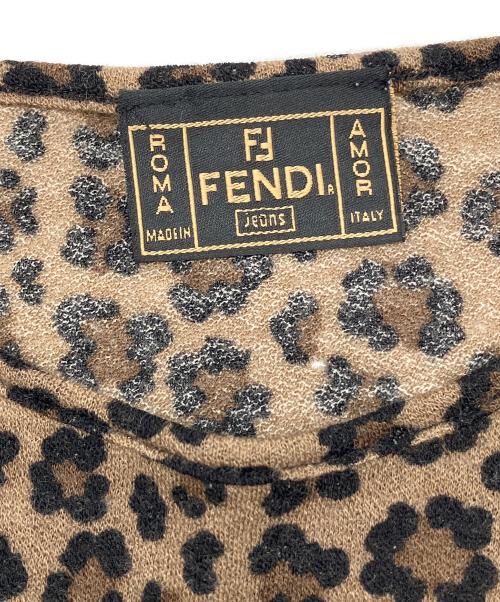 FENDI（フェンディ）FENDI (フェンディ) 薄手ニット　レオパード柄 ブラウン×ブラック サイズ:44の古着・服飾アイテム