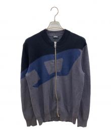 DIESEL（ディーゼル）の古着「ニットジャケット」｜グレー×ブラック
