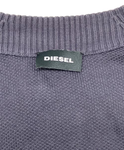 DIESEL（ディーゼル）DIESEL (ディーゼル) ニットジャケット グレー×ブラック サイズ:Ｍの古着・服飾アイテム