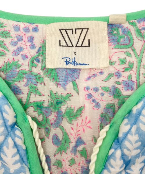 SZ Blockprints（エスゼットブロックプリント）SZ Blockprints (エスゼットブロックプリント) Ron Herman (ロンハーマン) 長袖ワンピース ブルー×グリーン×ベージュ サイズ:Sの古着・服飾アイテム