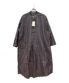 FRAMeWORK（フレームワーク）の古着「長袖ワンピース　ストライプ」｜ネイビー×ベージュ