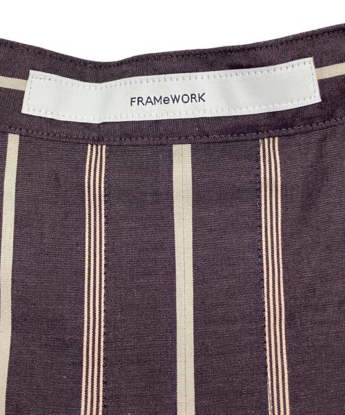 FRAMeWORK（フレームワーク）FRAMeWORK (フレームワーク) 長袖ワンピース　ストライプ ネイビー×ベージュ サイズ:38の古着・服飾アイテム