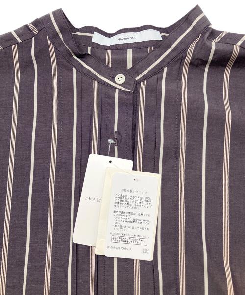 FRAMeWORK（フレームワーク）FRAMeWORK (フレームワーク) 長袖ワンピース　ストライプ ネイビー×ベージュ サイズ:38の古着・服飾アイテム