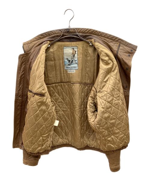 PROGETTO（プロジェット）PROGETTO (プロジェット) レザージャケット　古着 ブラウン サイズ:50の古着・服飾アイテム