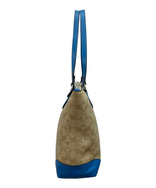 COACH（コーチ）COACH (コーチ) 	シグネチャー ベージュ×ブルーの古着・服飾アイテム