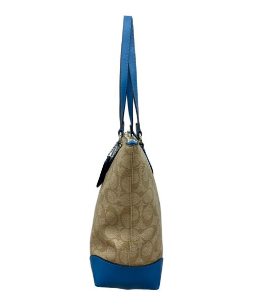 COACH（コーチ）COACH (コーチ) 	シグネチャー ベージュ×ブルーの古着・服飾アイテム