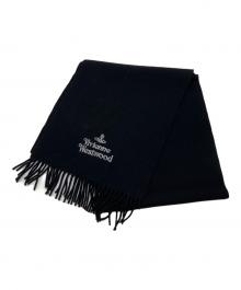 Vivienne Westwood（ヴィヴィアンウエストウッド）の古着「ロゴ刺繍ラムウールマフラー」｜ブラック