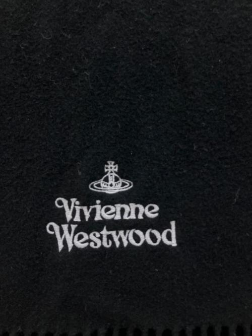 Vivienne Westwood（ヴィヴィアンウエストウッド）Vivienne Westwood (ヴィヴィアンウエストウッド) ロゴ刺繍ラムウールマフラー ブラックの古着・服飾アイテム